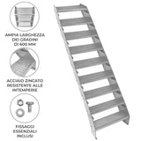 Scala zincata regolabile a 9 elementi - larghezza 600 mm