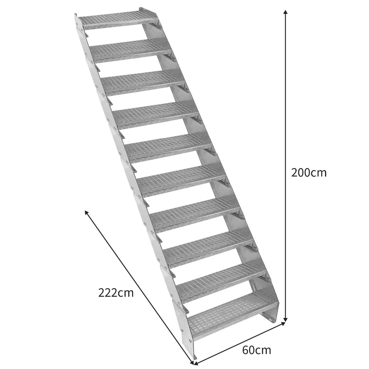 Scala zincata regolabile a 10 elementi - larghezza 600 mm