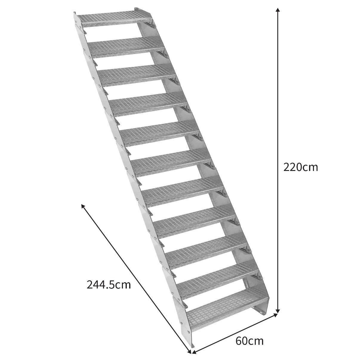 Scala zincata regolabile a 11 elementi - larghezza 600 mm