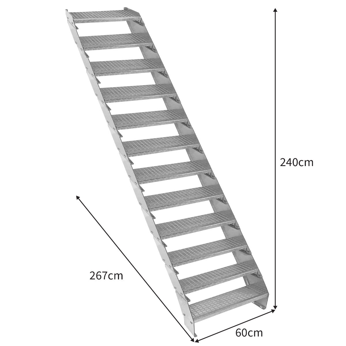 Scala zincata regolabile a 12 elementi - larghezza 600 mm