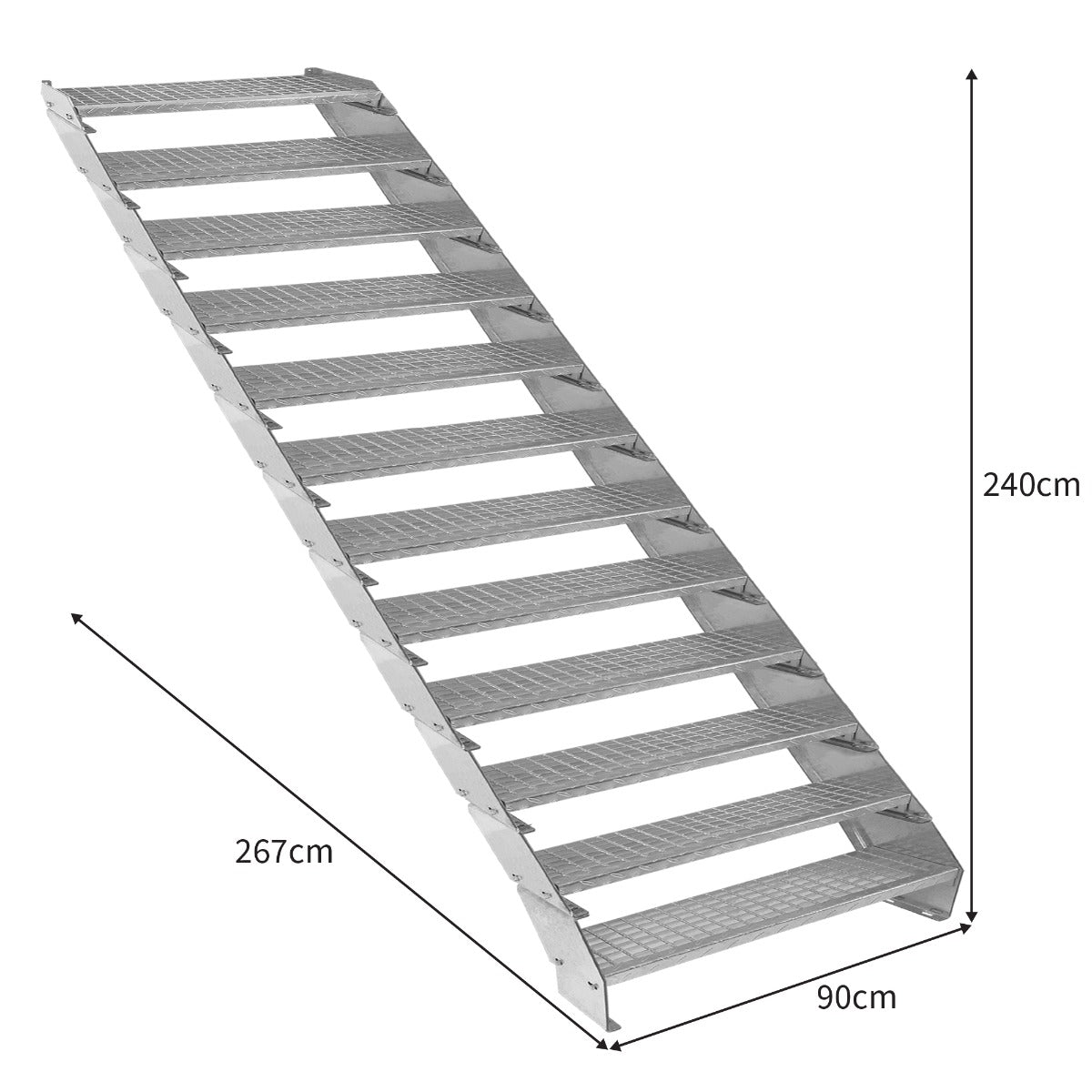 Scala zincata regolabile a 12 elementi - larghezza 900 mm