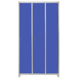 Armadietto Orizzontale da Montare 3 Porte Blu in Acciaio per Scuole e Palestre