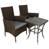 Set Bistro da Giardino in Poly Rattan Vimini Marrone Marrone