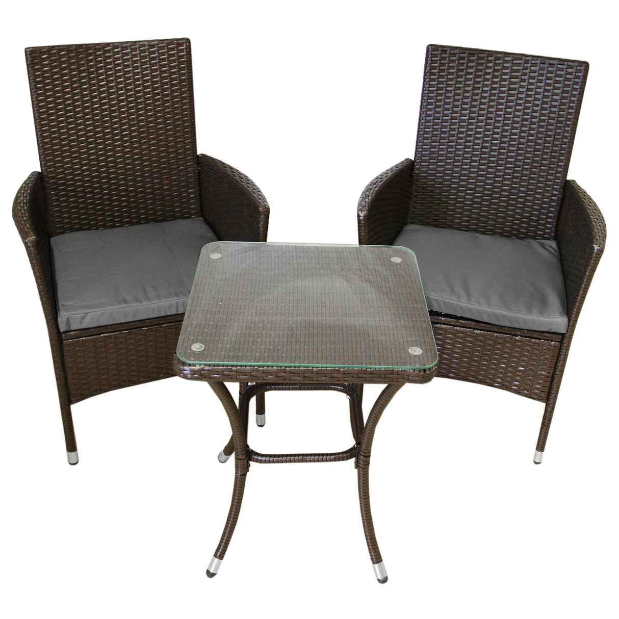 Set Bistro da Giardino in Poly Rattan Vimini Marrone Marrone