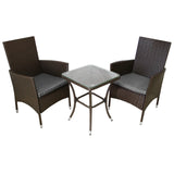 Set Bistro da Giardino in Poly Rattan Vimini Marrone Marrone