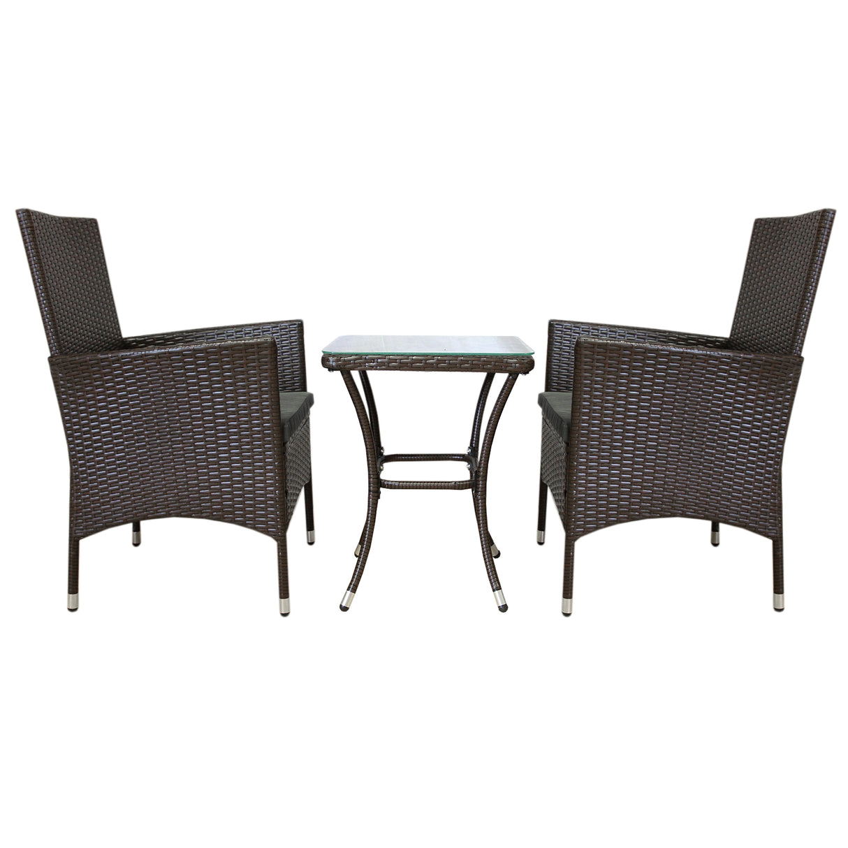 Set Bistro da Giardino in Poly Rattan Vimini Marrone Marrone