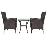 Set Bistro da Giardino in Poly Rattan Vimini Marrone Marrone