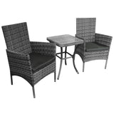 Set Bistro da Giardino in Poly Rattan Vimini Marrone Grigio