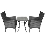 Set Bistro da Giardino in Poly Rattan Vimini Marrone Grigio