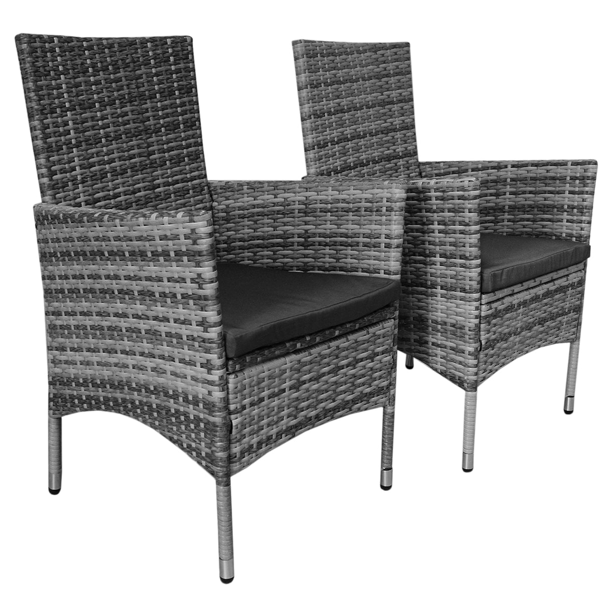 Set Bistro da Giardino in Poly Rattan Vimini Marrone Grigio