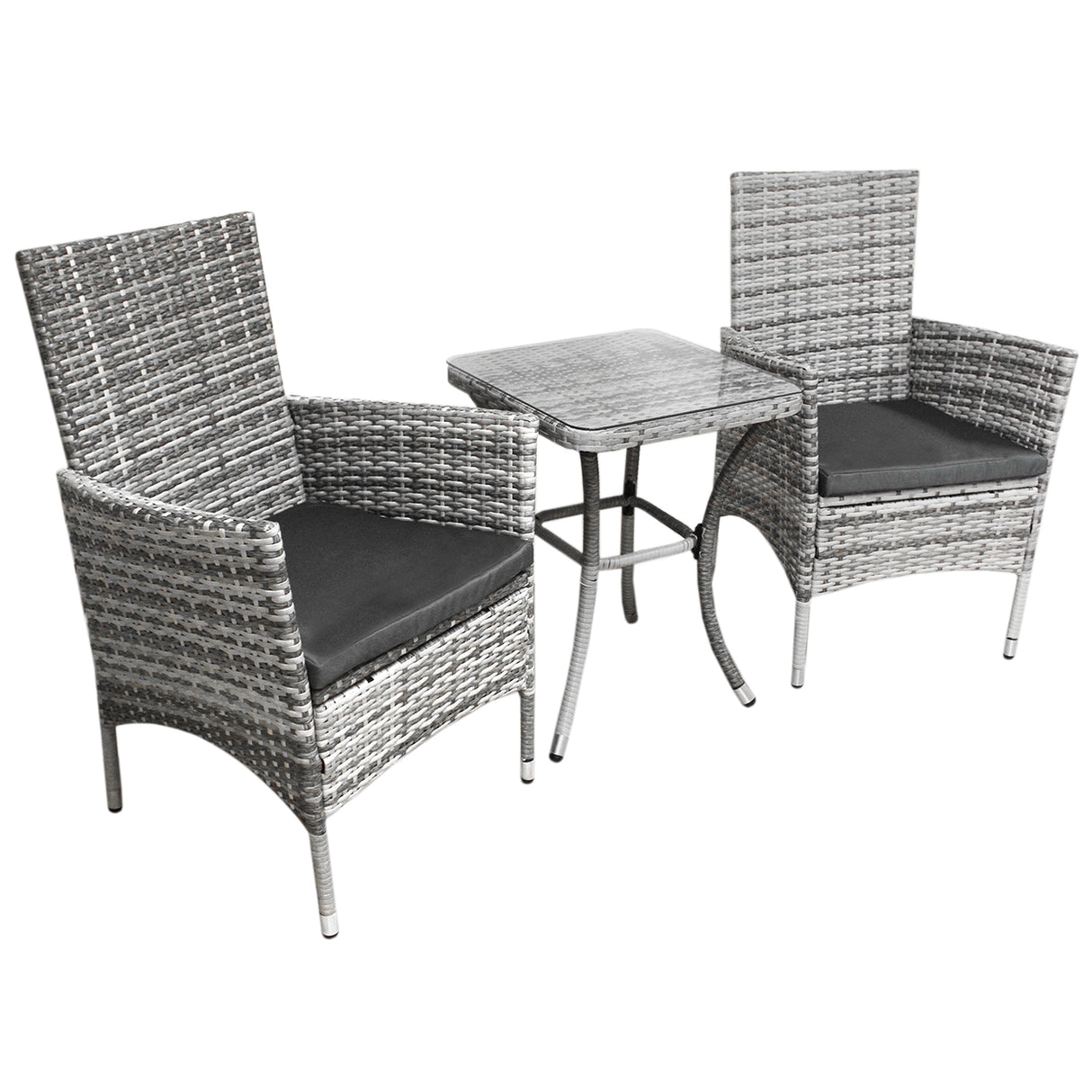 Set Bistro da Giardino in Poly Rattan Vimini Marrone Chiaro