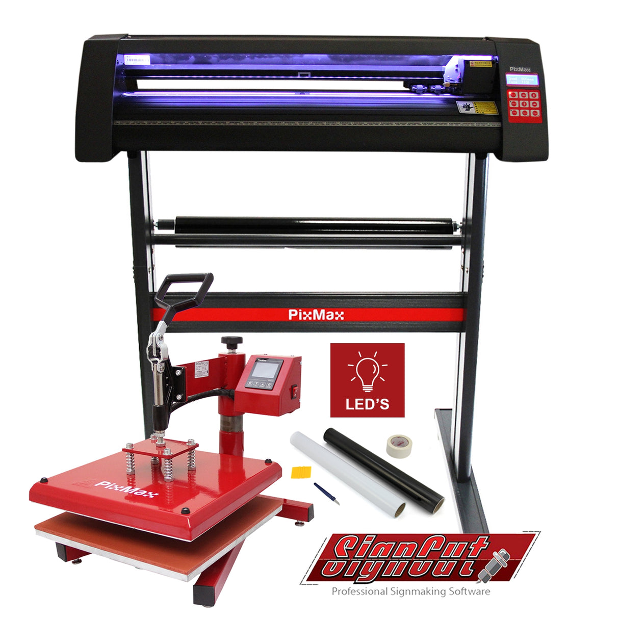 Plotter per Taglio Vinile - LED - 720 & Pressa a Caldo Basculante - 38x38