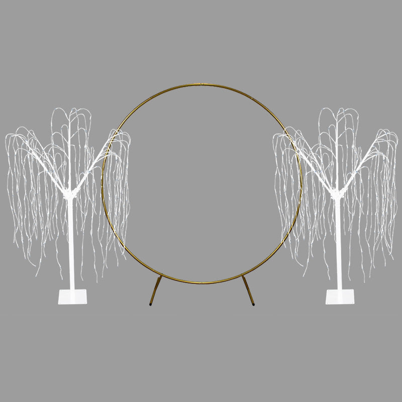 Arco Decorativo per Matrimoni Dorato & 2 x Salice Piangente LED Bianco - 240cm