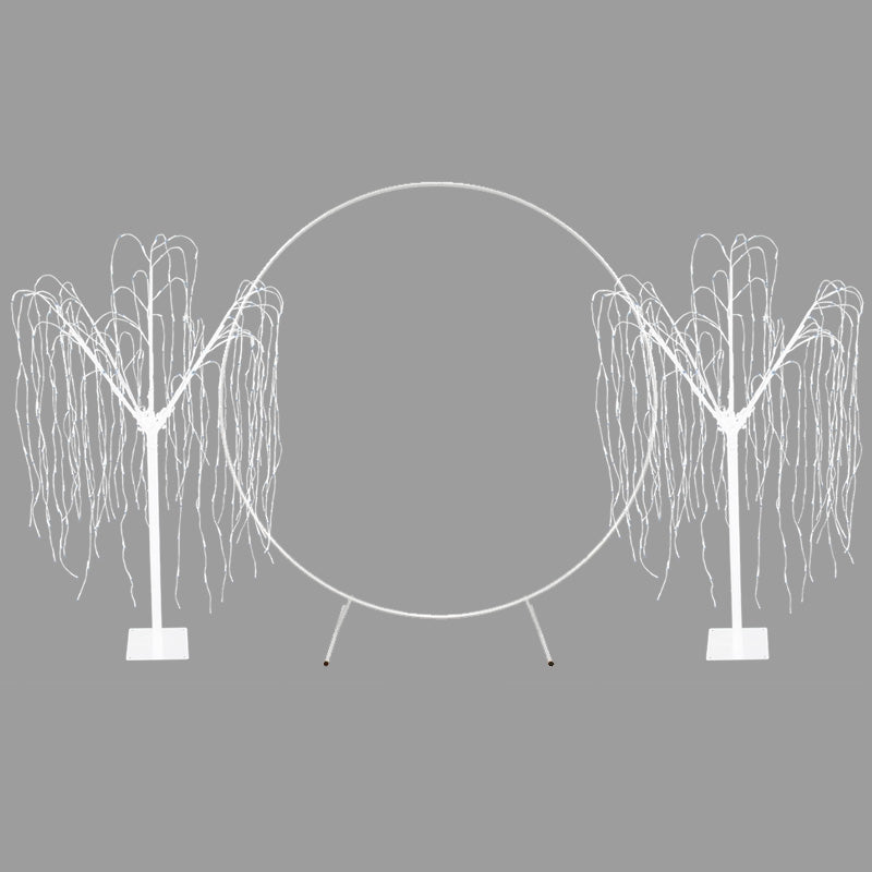 Arco Decorativo per Matrimoni - Bianco & 2 x Salice Piangente LED Bianco - 240cm