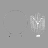 Arco Decorativo per Matrimoni Argento & 1 x Salice Piangente LED Bianco - 180cm