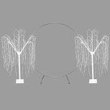 Arco Decorativo per Matrimoni Argento & 2 x Salice Piangente LED Bianco - 240cm