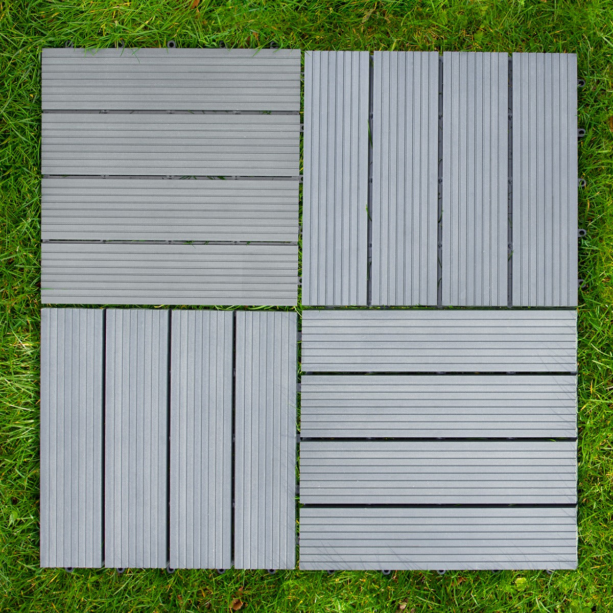 Piastrelle da Giardino in WPC 30x30cm - 33 Pezzi - Grigio