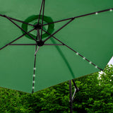 Ombrellone da Giardino Decentrato 3m con LED - Base Quadrata - Verde