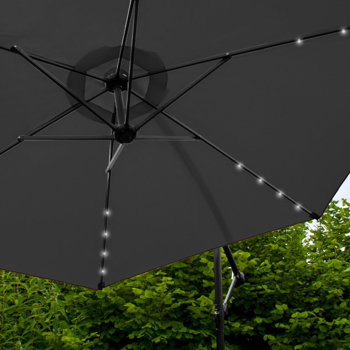 Ombrellone da Giardino Decentrato 3m con LED - Grigio