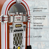 Jukebox Anni 50 - CD, USB, Memory Cards SD/MMC, Radio, Bluetooth e Aux